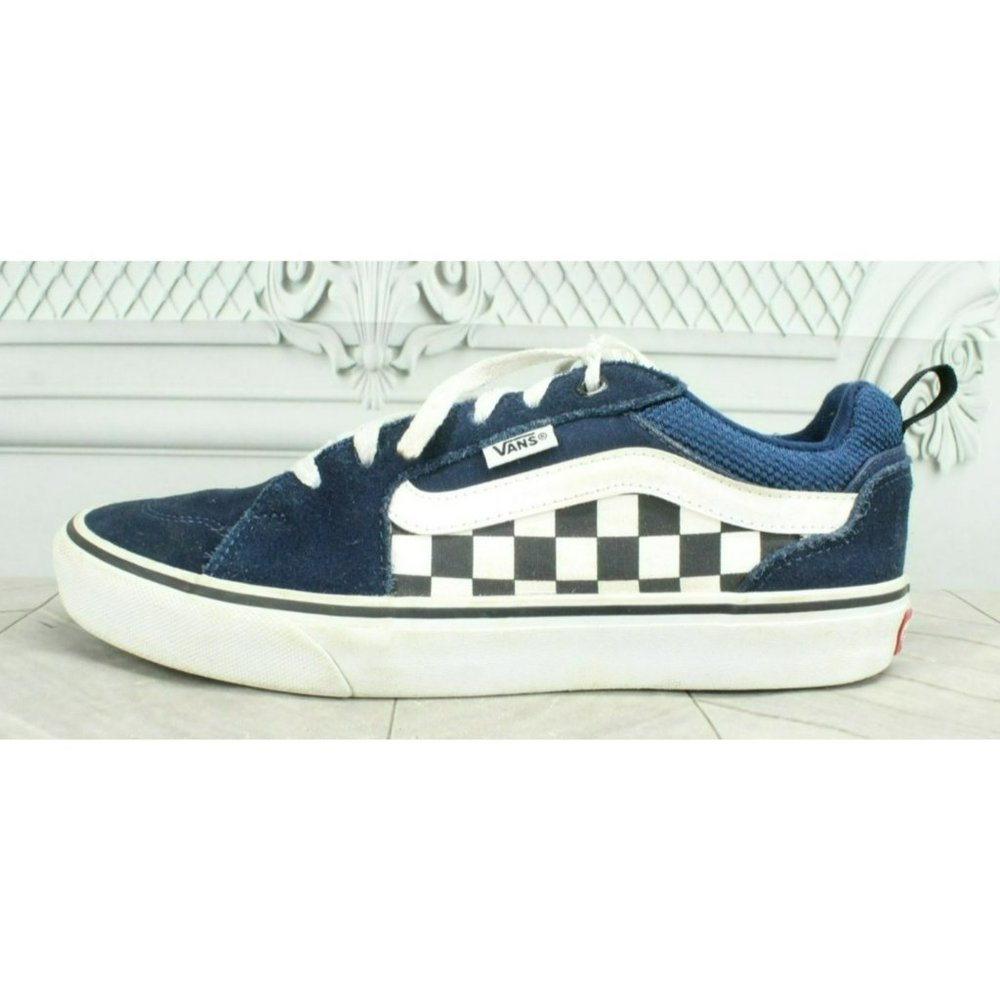 Vans Of The Wall Blue Suede Lace Up Checkerboard Skate Sneakers Shoes Size 8 - Picture 1 of 9